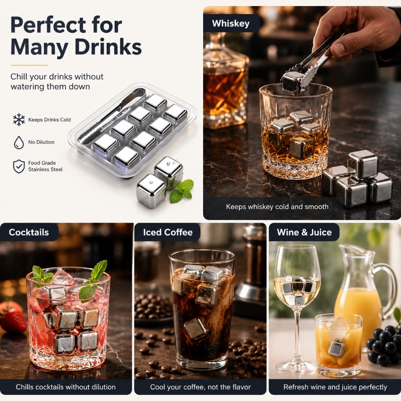 4/6/8/12pcs Stainless Steel Ic - Beer Wine Reus 评论和价格