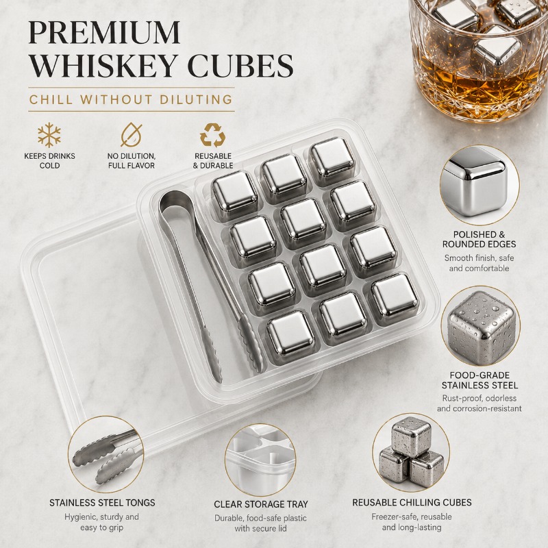 4/6/8/12pcs Stainless Steel Ic - Beer Wine Reus 评论和价格