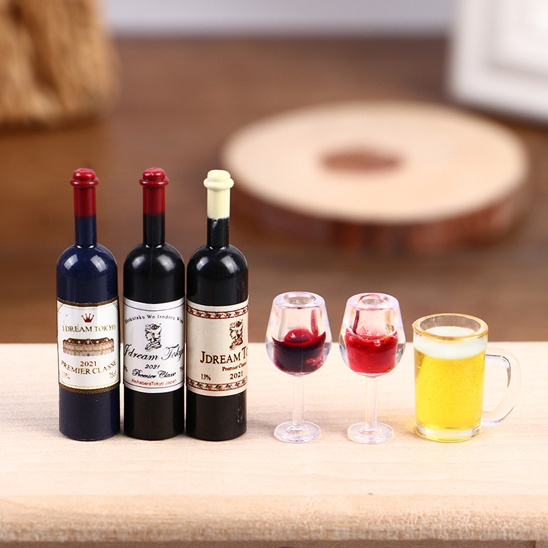 5 Pcs 1:12 Dollhouse Miniature - Wine Beer Europe 评论和价格
