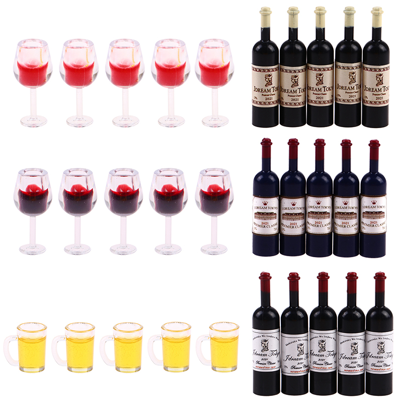 5 Pcs 1:12 Dollhouse Miniature - Wine Beer Europe 评论和价格